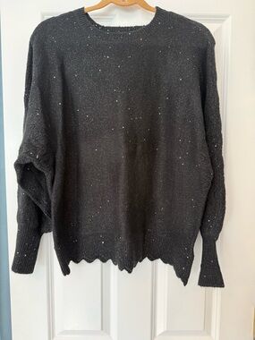 Elle Black Speckled Crewneck Sweater
